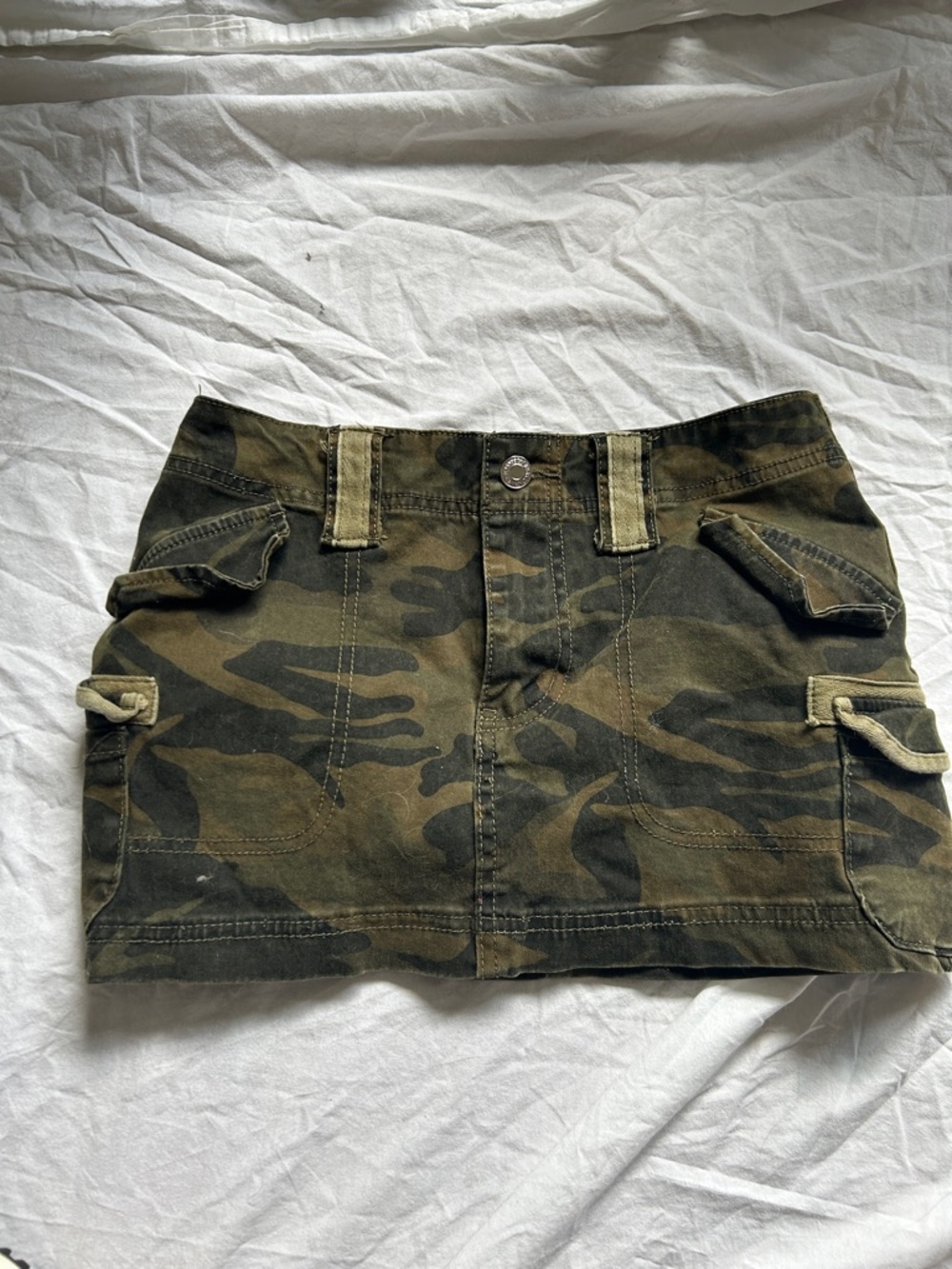 Edited Camo Cargo Mini Skirt - Olive Green